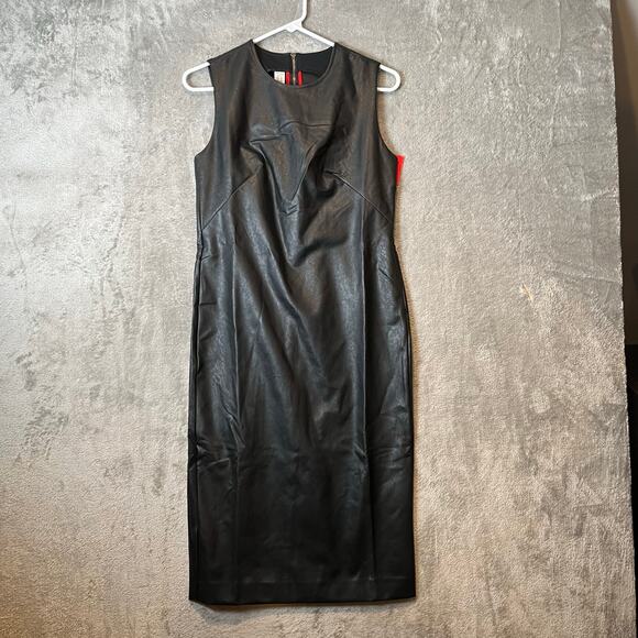 Spanx Leather Like Sleeveless Sheath Dress Luxe Black 20392R Size Small‎ - Picture 1 of 9